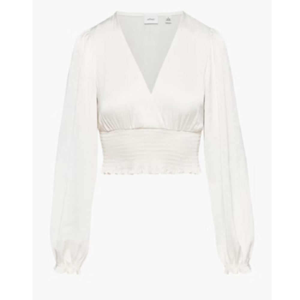 Wilfred Cream Smocked-Waist V-Neck Blouse